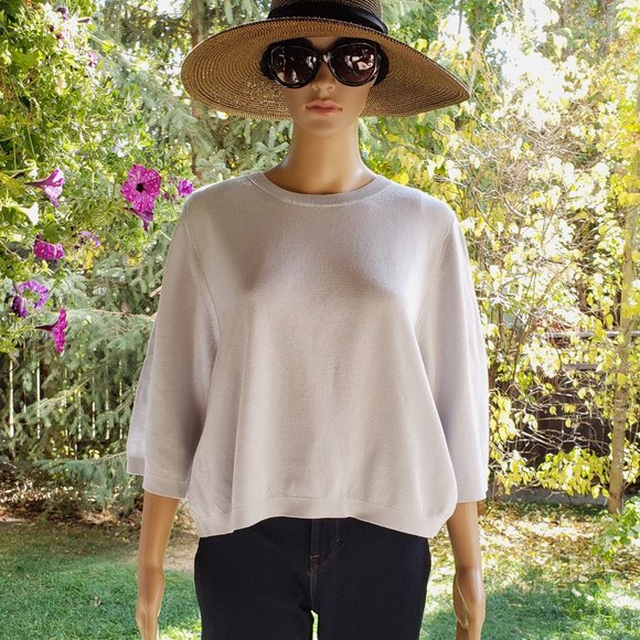 Banana Republic Sweaters - BANANA REPUBLIC, soft blue cropped organic cotton sweater, size: large